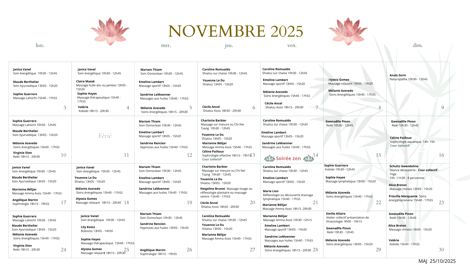 Planning Mois du bien être 🌿✨