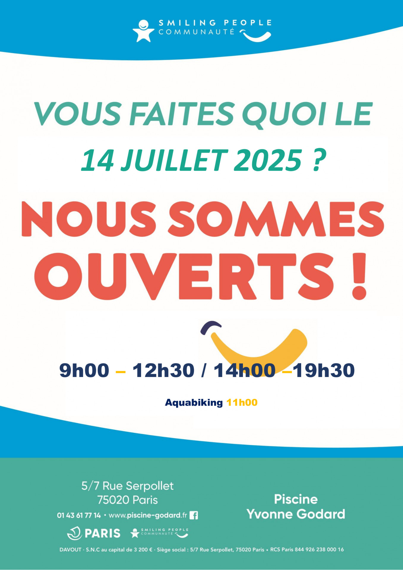 14 JUILLET 2025 OUVERT 9H-12H30/14H-19H30
