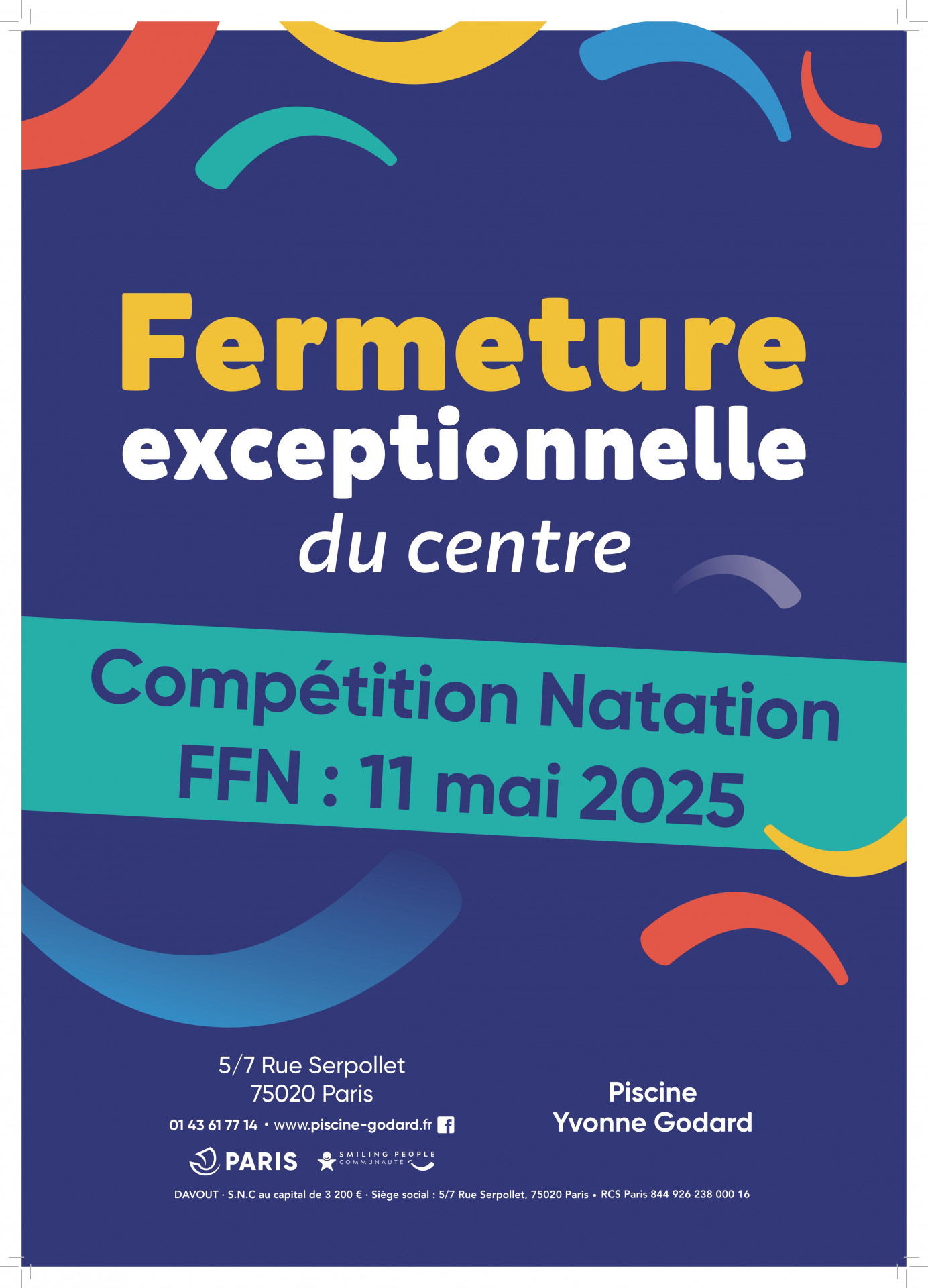 Fermeture Compétition Natation FFN le dimanche 11 mai 2025