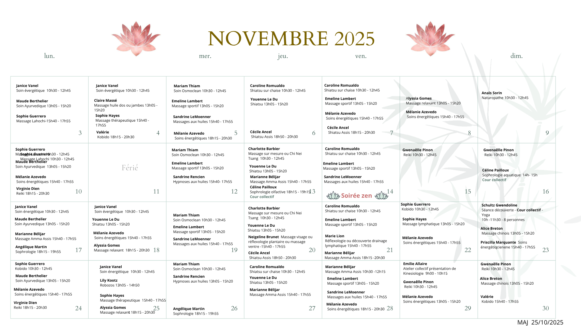 Planning Mois du bien être 🌿✨