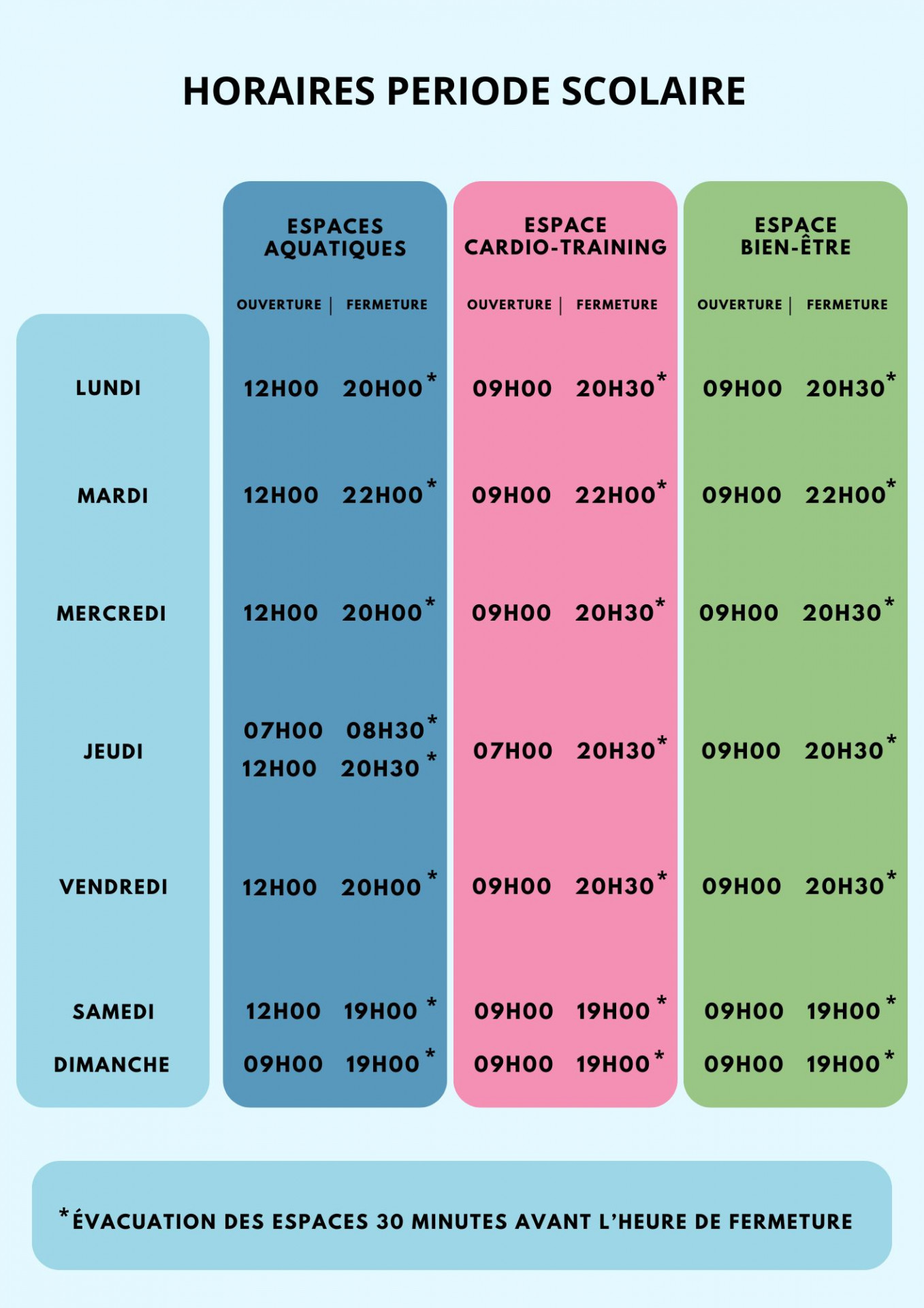 HORAIRES PERIODES SCOLAIRES 2024