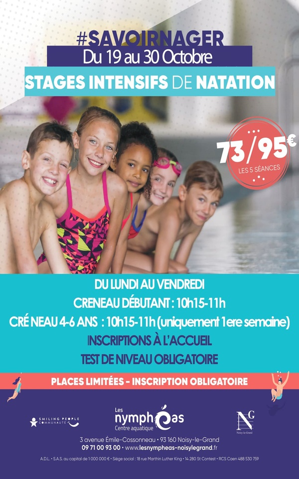 STAGES PERFECTIONNEMENT NATATION 4-12 ANS EN OCTOBRE